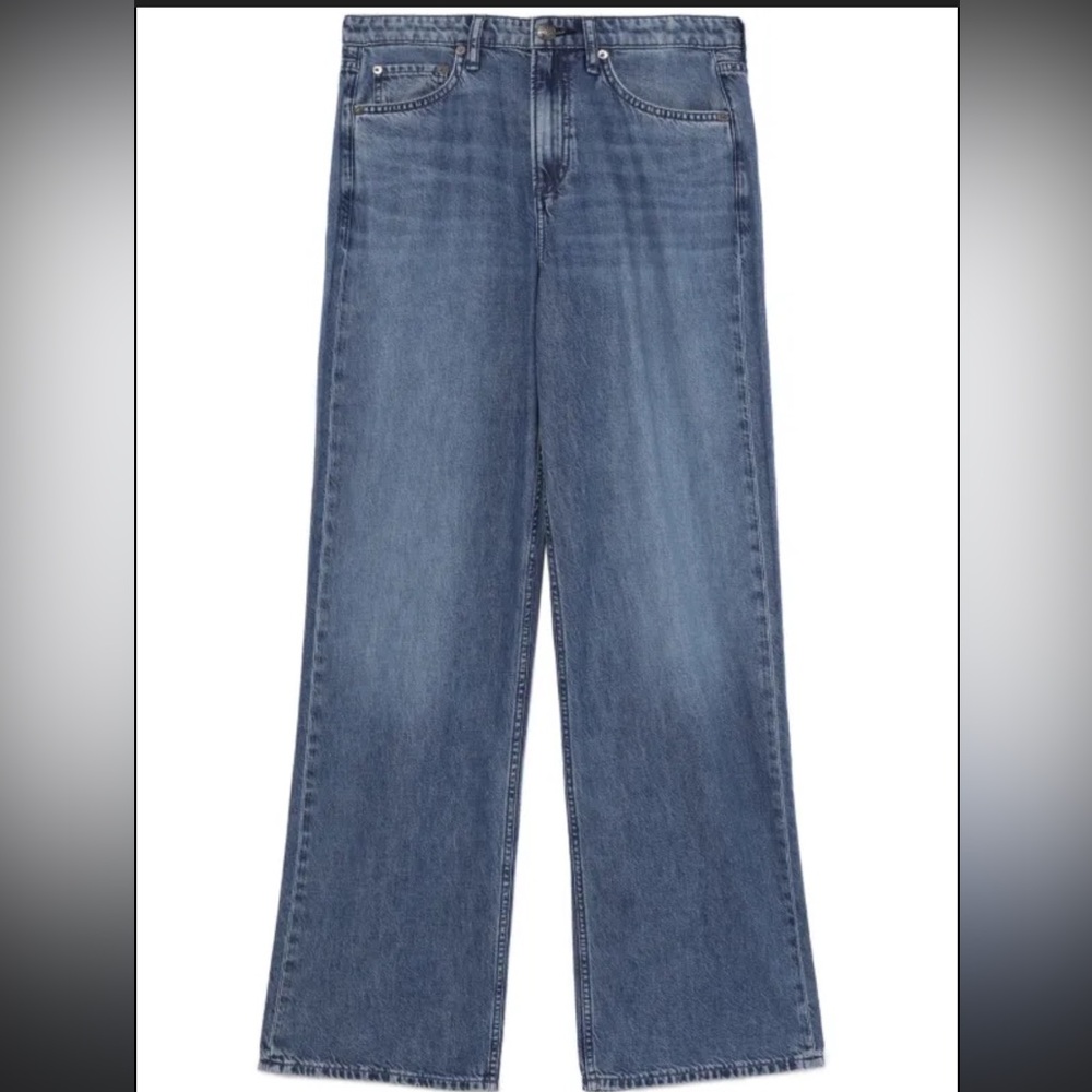 rag & bone Wide-Leg Jeans in Medium Blue Wash